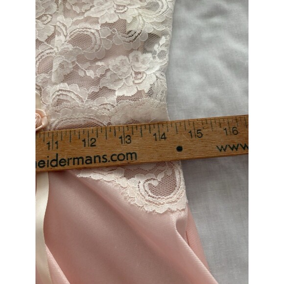 Vintage Adonna Nightgown Size M Pink Sheer Satiny Negligee Lace Fairy Whimsy* - Picture 9 of 16